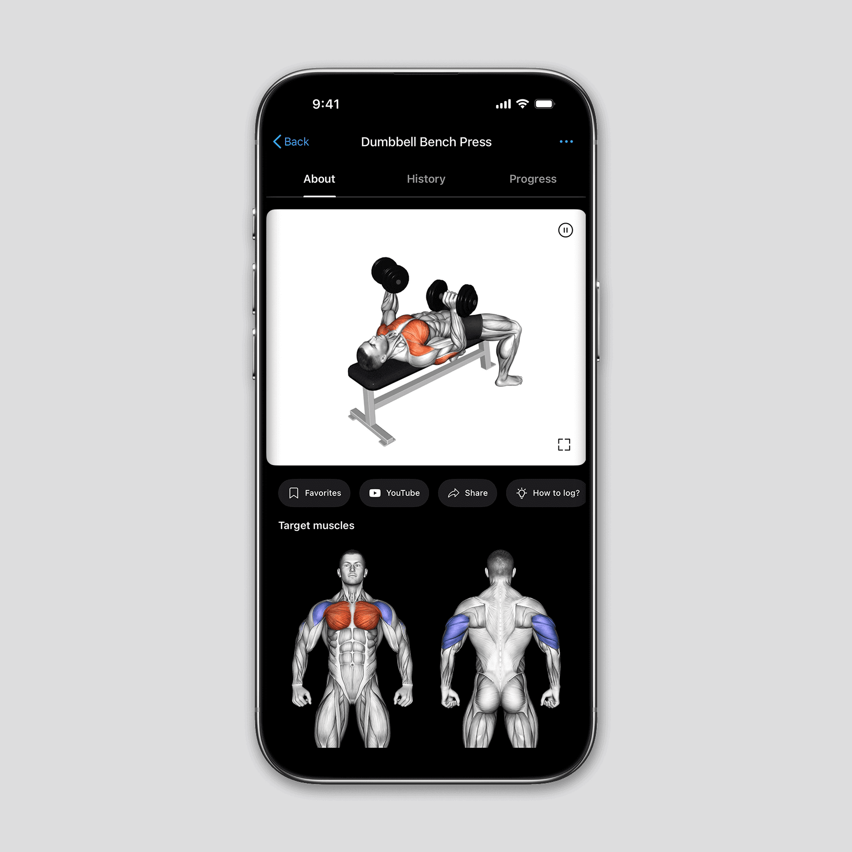 Exercise details screen on Lyfta