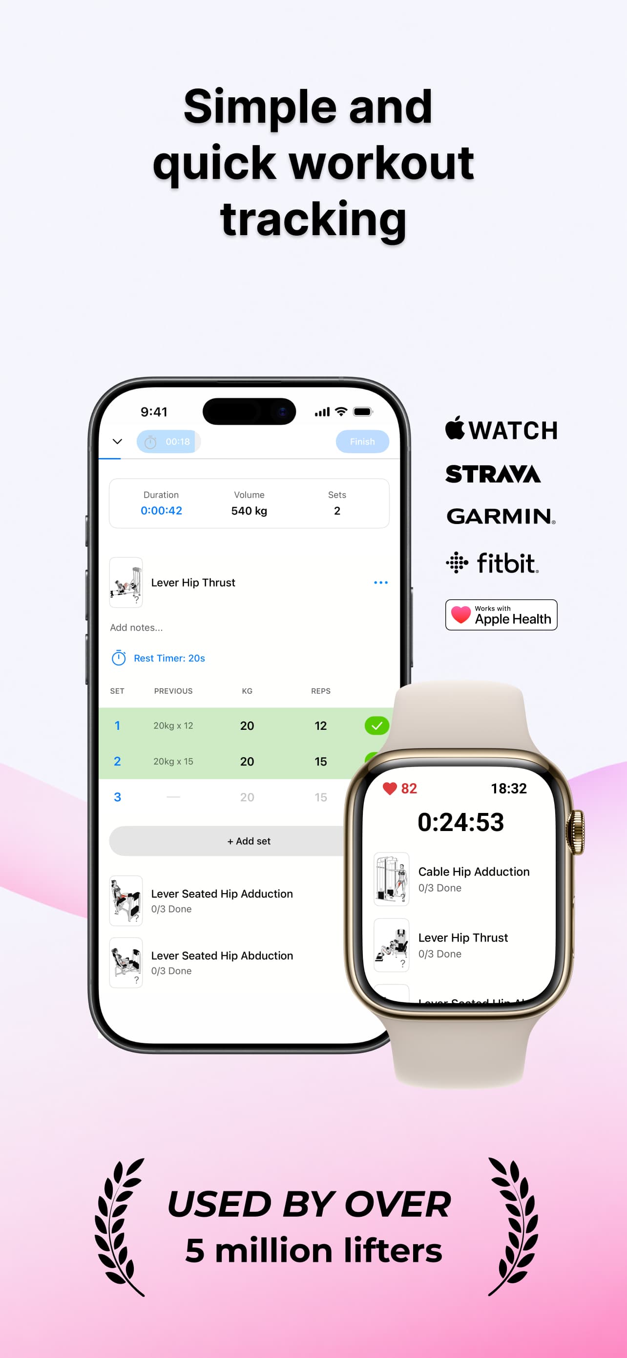 Lyfta client app workout screen